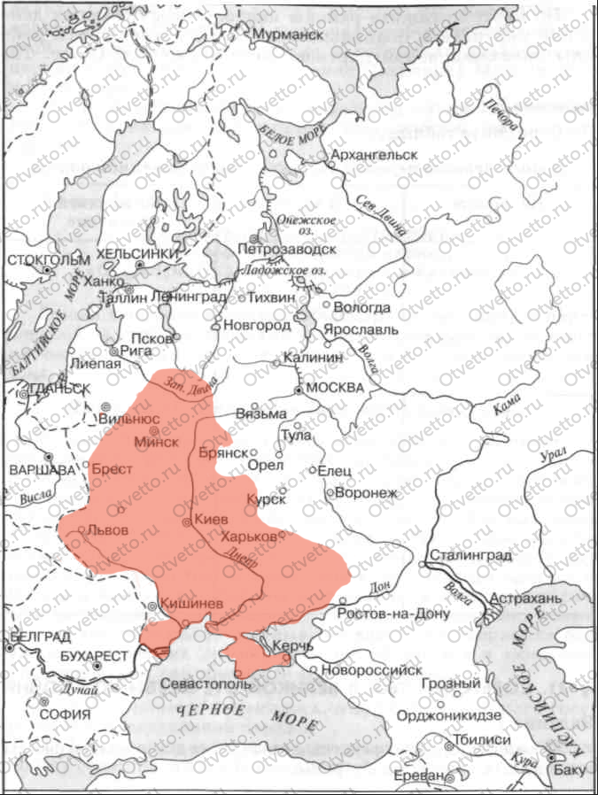 Карта европейской части СССР